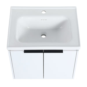 English Elm 60 Inch Modern Soft Close Bathroom Vanity With Double Ceramic Sinks & Smart Storage Solution W999S00113