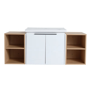 English Elm 48 Inch Soft Close Bathroom Vanity With Sink, Smart Storage & Modern Design For Small Spaces W999S00112