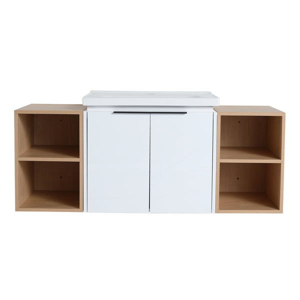 English Elm 48 Inch Soft Close Bathroom Vanity With Sink, Smart Storage & Modern Design For Small Spaces W999S00112