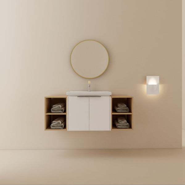 English Elm 48 Inch Soft Close Bathroom Vanity With Sink, Smart Storage & Modern Design For Small Spaces W999S00112