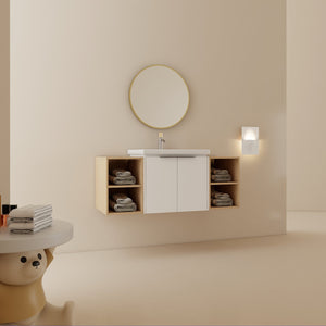 English Elm 48 Inch Soft Close Bathroom Vanity With Sink, Smart Storage & Modern Design For Small Spaces W999S00112