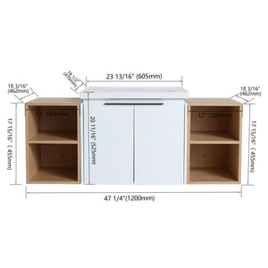 English Elm 48 Inch Soft Close Bathroom Vanity With Sink, Smart Storage & Modern Design For Small Spaces W999S00112