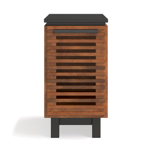 English Elm 13" Modern Chairside Table Black & Bourbon Finish — Scandinavian Poplar/Okume, Slatted Door, Ready-to-Use B108131542