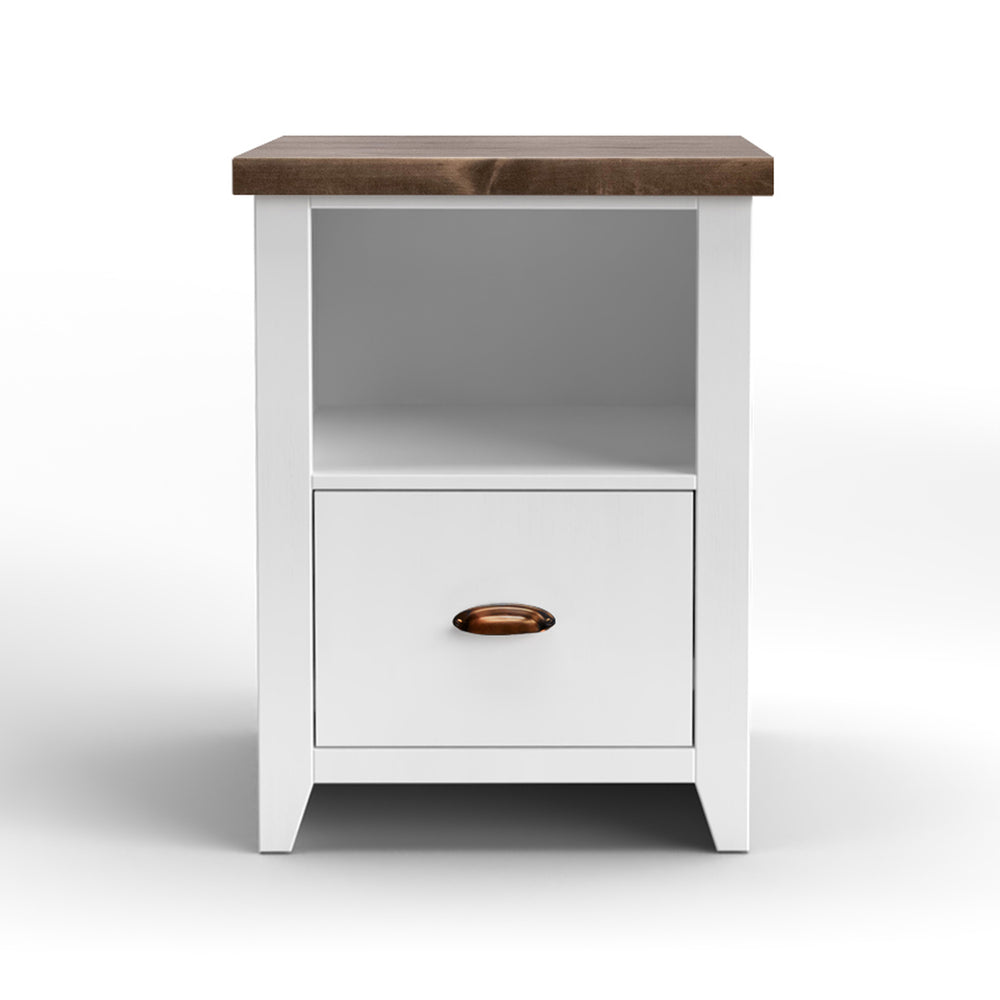 English Elm 22 Inch One-Drawer File Cabinet in Jasmine Whitewash & Barnwood Finish, Fully Assembled, Oil-Rubbed Bronze Hardware, Shelf-Friendly Storage B108131546