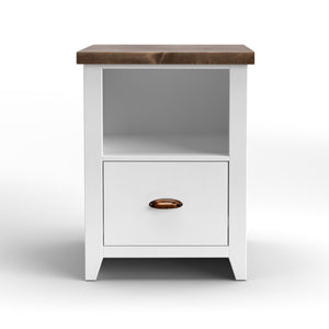 English Elm 22 Inch One-Drawer File Cabinet in Jasmine Whitewash & Barnwood Finish, Fully Assembled, Oil-Rubbed Bronze Hardware, Shelf-Friendly Storage B108131546