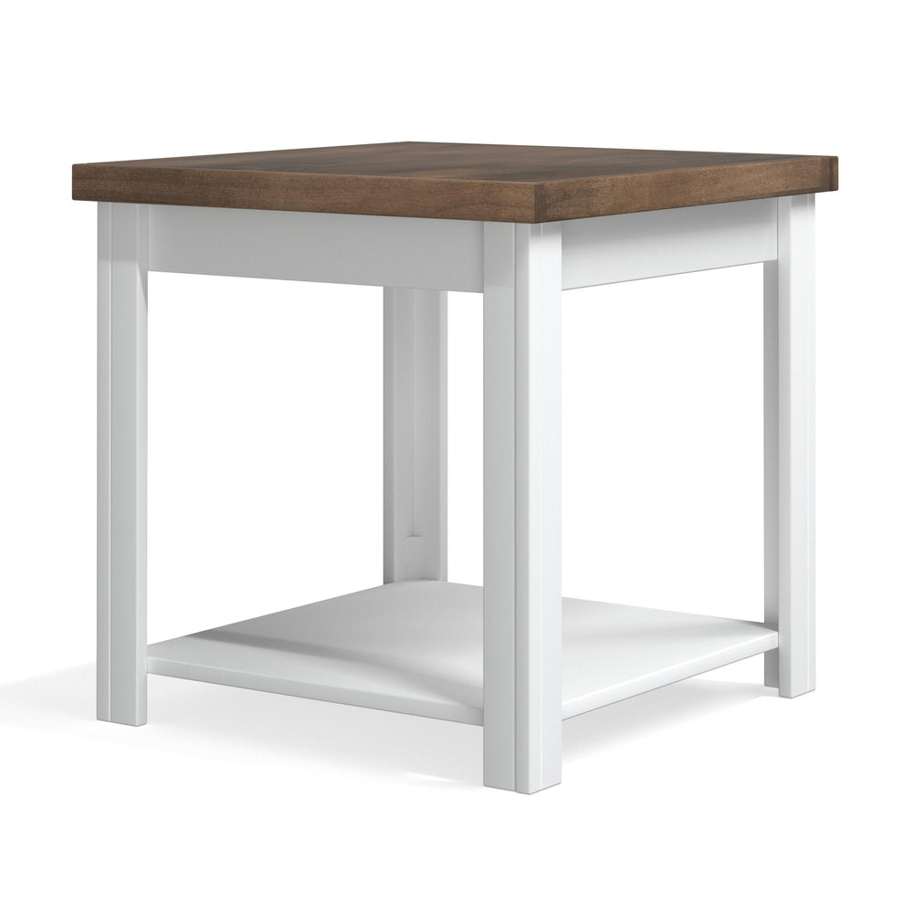 English Elm 24 inch Side Table Jasmine Whitewash & Barnwood Two-Tone End Table Fully Assembled Rustic Chic Decor B108131543