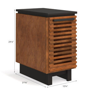 English Elm 13" Modern Chairside Table Black & Bourbon Finish — Scandinavian Poplar/Okume, Slatted Door, Ready-to-Use B108131542