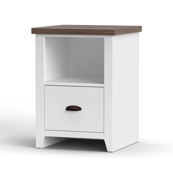 English Elm 22 Inch One-Drawer File Cabinet in Jasmine Whitewash & Barnwood Finish, Fully Assembled, Oil-Rubbed Bronze Hardware, Shelf-Friendly Storage B108131546