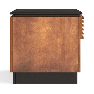 English Elm 24" Scandinavian Side Table in Black & Bourbon Finish, Poplar/Okume Craft, Drawer + Shelf, Ready B108131541