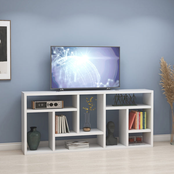 English Elm Contemporary 9-Shelf White Bookcase Display Cabinet — Versatile Horizontal or Vertical Home Decor Organizer"))); B107131405