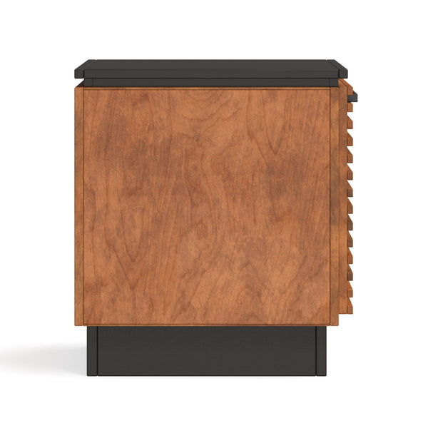 English Elm 13" Modern Chairside Table Black & Bourbon Finish — Scandinavian Poplar/Okume, Slatted Door, Ready-to-Use B108131542