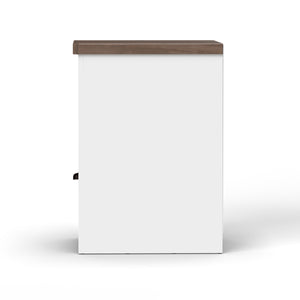 English Elm 22 Inch One-Drawer File Cabinet in Jasmine Whitewash & Barnwood Finish, Fully Assembled, Oil-Rubbed Bronze Hardware, Shelf-Friendly Storage B108131546