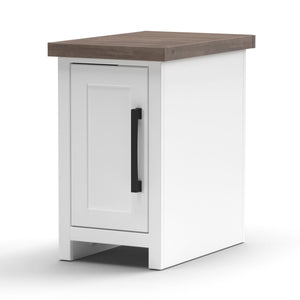 English Elm 14 inch Chairside Table with Two-Tone Farmhouse Charm, Fully Assembled, Bronze Hardware Ready White B108131545