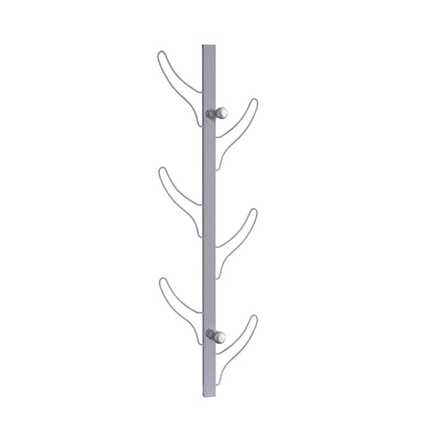 English Elm Vertical Metal Eight-Hook Coat Rack Wall Mount with Rounded Antlers, Dual-Prong Scarf Holders, Hardware Included Silver B107131422