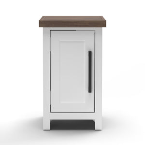 English Elm 14 inch Chairside Table with Two-Tone Farmhouse Charm, Fully Assembled, Bronze Hardware Ready White B108131545
