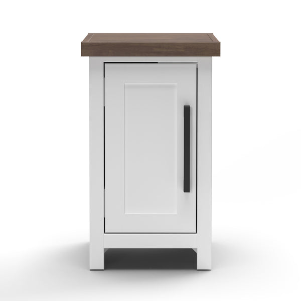 English Elm 14 inch Chairside Table with Two-Tone Farmhouse Charm, Fully Assembled, Bronze Hardware Ready White B108131545