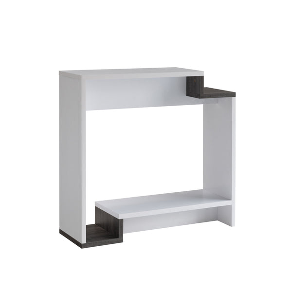 English Elm Contemporary Multi-Shelf Console Table in White & Grey — Modern Entryway Organizer with Storage Space B107131400