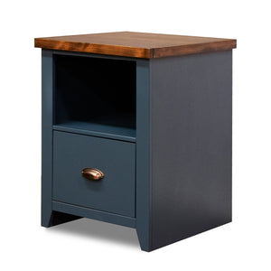 English Elm 22 inch 22 one-drawer file cabinet Blue Denim & Whiskey two-tone farmhouse style fully assembled, versatile storage B108131557