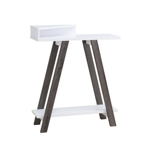 English Elm Contemporary Two-Toned Console Table - Stylish White & Grey Design With Two Shelves For Storage B107131390