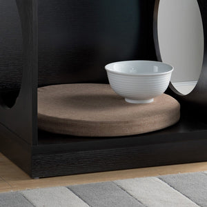 English Elm Circle Circular Pet End Table with Removable Mat, Red Cocoa Cozy Hideaway with Dual Side Openings for Comfort and Safety B107130841