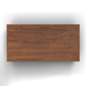 English Elm 48 inch Coffee Table Blue Denim & Whiskey Two-Tone Farmhouse Poplar Top with Shelf, Casters, Ready-to-Use B108131555