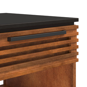 English Elm 24" Scandinavian Side Table in Black & Bourbon Finish, Poplar/Okume Craft, Drawer + Shelf, Ready B108131541