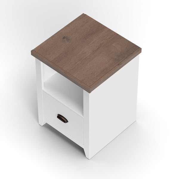 English Elm 22 Inch One-Drawer File Cabinet in Jasmine Whitewash & Barnwood Finish, Fully Assembled, Oil-Rubbed Bronze Hardware, Shelf-Friendly Storage B108131546