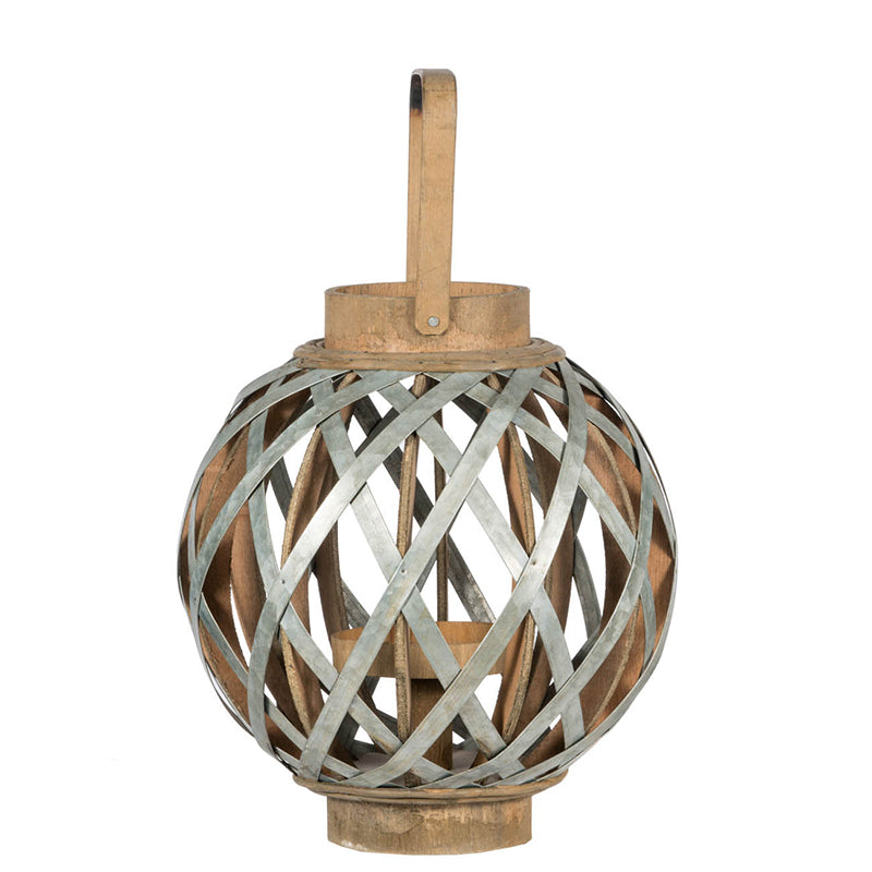 English Elm Decorative Lantern With Bamboo Handle - Rustic Iron-Caged Indoor Outdoor Lighting For Events & Homes W2078131631