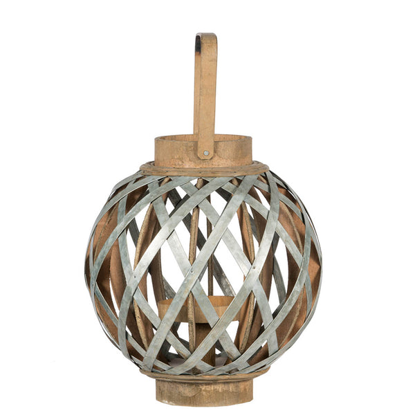 English Elm Decorative Lantern With Bamboo Handle - Rustic Iron-Caged Indoor Outdoor Lighting For Events & Homes W2078131631