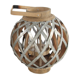 English Elm Decorative Lantern With Bamboo Handle - Rustic Iron-Caged Indoor Outdoor Lighting For Events & Homes W2078131631