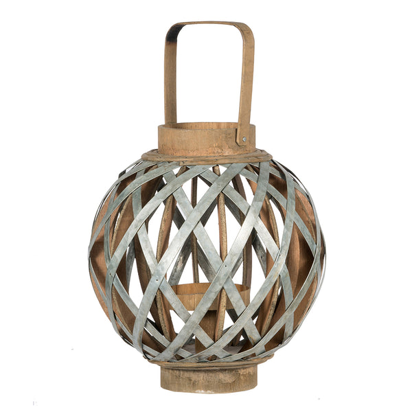 English Elm Decorative Lantern With Bamboo Handle - Rustic Iron-Caged Indoor Outdoor Lighting For Events & Homes W2078131631