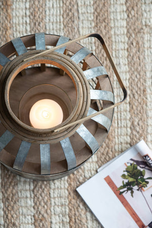 English Elm Decorative Lantern With Bamboo Handle - Rustic Wooden Accent For Indoor, Outdoor & Wedding Décor W2078131633