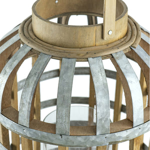 English Elm Decorative Lantern With Bamboo Handle - Rustic Wooden Accent For Indoor, Outdoor & Wedding Décor W2078131633