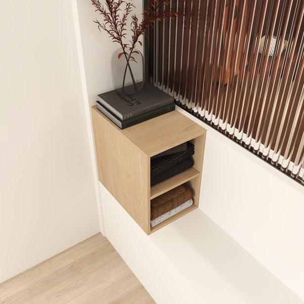 English Elm 12 Compact Wall Storage Shelf Unit with Adjustable Two-Tier Design, Eco Plywood, Water-Resistant Finish W999125014