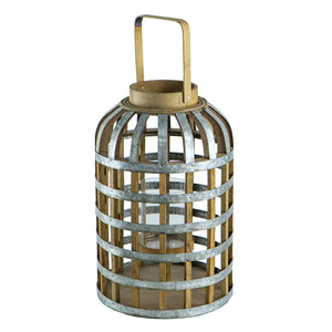 English Elm Decorative Lantern With Bamboo Handle - Rustic Wooden Accent For Indoor, Outdoor & Wedding Décor W2078131633