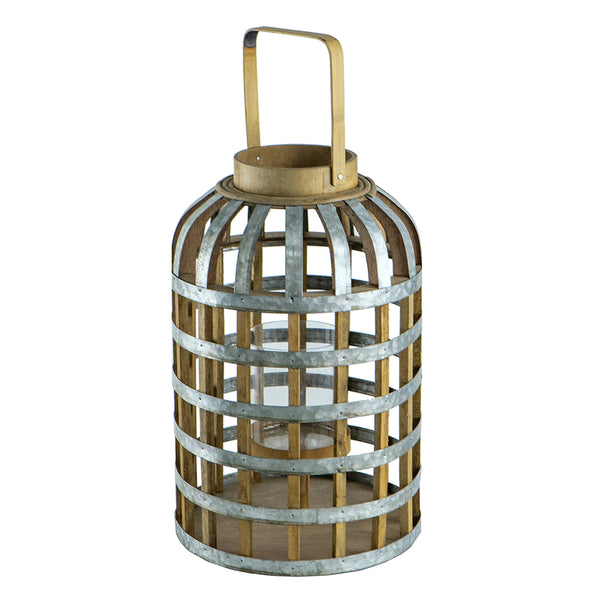 English Elm Decorative Lantern With Bamboo Handle - Rustic Wooden Accent For Indoor, Outdoor & Wedding Décor W2078131633