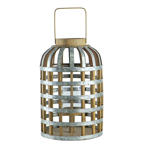 English Elm Decorative Lantern With Bamboo Handle - Rustic Wooden Accent For Indoor, Outdoor & Wedding Décor W2078131633
