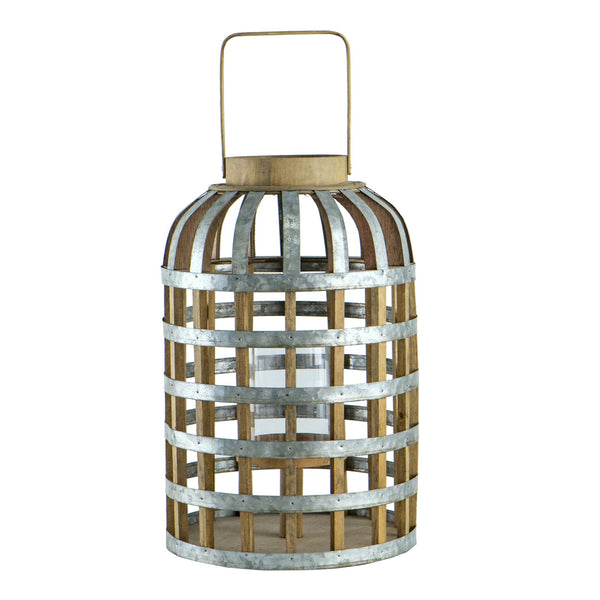 English Elm Decorative Lantern With Bamboo Handle - Rustic Wooden Accent For Indoor, Outdoor & Wedding Décor W2078131633