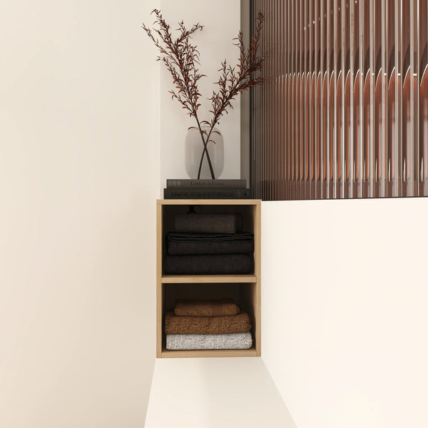 English Elm 12 Compact Wall Storage Shelf Unit with Adjustable Two-Tier Design, Eco Plywood, Water-Resistant Finish W999125014