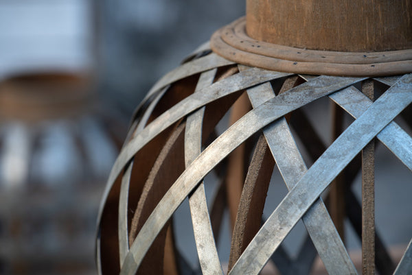 English Elm Decorative Lantern With Bamboo Handle - Rustic Iron-Caged Indoor Outdoor Lighting For Events & Homes W2078131631