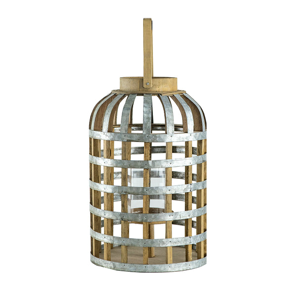 English Elm Decorative Lantern With Bamboo Handle - Rustic Wooden Accent For Indoor, Outdoor & Wedding Décor W2078131633