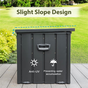 English Elm 120 Gallon Outdoor Storage Deck Box - Waterproof Steel Patio Bin with Rollers, Lockable, Durable Shade W1859131832