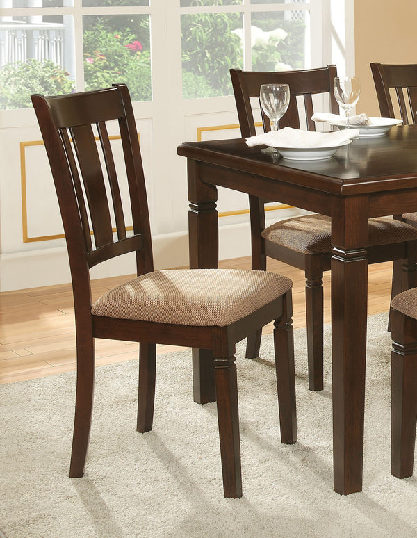 English Elm 6pc Devlin Transitional Dining Set with Upholstered Bench & 4 Fabric Side Chairs, Espresso Finish B011S00551