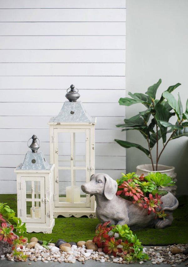 English Elm Wooden Candle Lantern Set – Rustic Hurricane Holders For Home, Garden, Weddings, Indoor & Outdoor Use W2078131628-GIGA