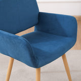 Hearth and Haven Velet Upholstered Side Dining Chair with Metal Leg(Blue Velet+Beech Wooden Printing Leg), Kd Backrest W490131695