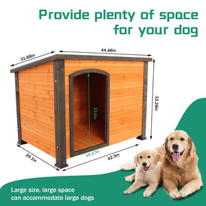 English Elm 45"dog Solid Wood Outdoor Kennel Elevated Weatherproof Shelter for Large Breeds W1431122046