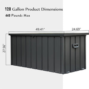 English Elm 120 Gallon Outdoor Storage Deck Box - Waterproof Steel Patio Bin with Rollers, Lockable, Durable Shade W1859131832