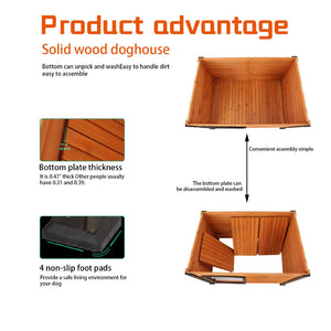 English Elm 45"dog Solid Wood Outdoor Kennel Elevated Weatherproof Shelter for Large Breeds W1431122046