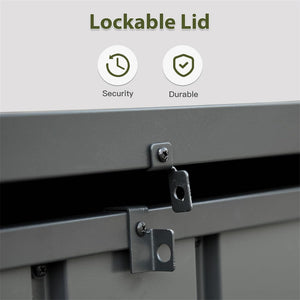 English Elm 120 Gallon Outdoor Storage Deck Box - Waterproof Steel Patio Bin with Rollers, Lockable, Durable Shade W1859131832