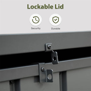 English Elm 100 Gallon Galvanized Steel Outdoor Deck Box Lockable Waterproof Patio Storage Bench W1859131746